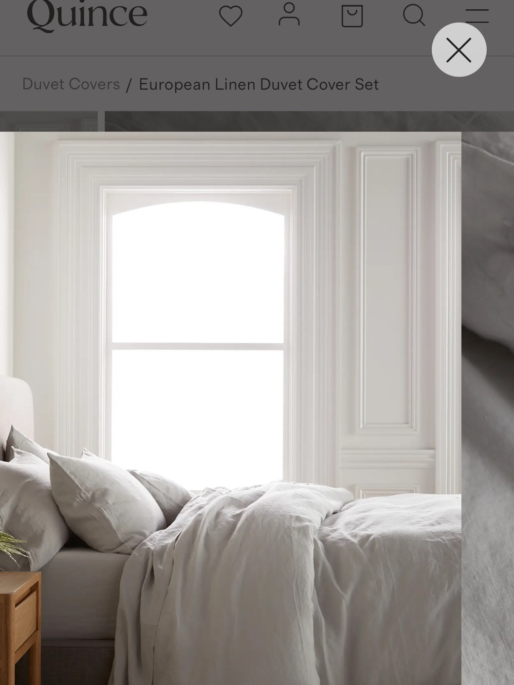 Quince European Linen Duvet Cover Set in Light Gray